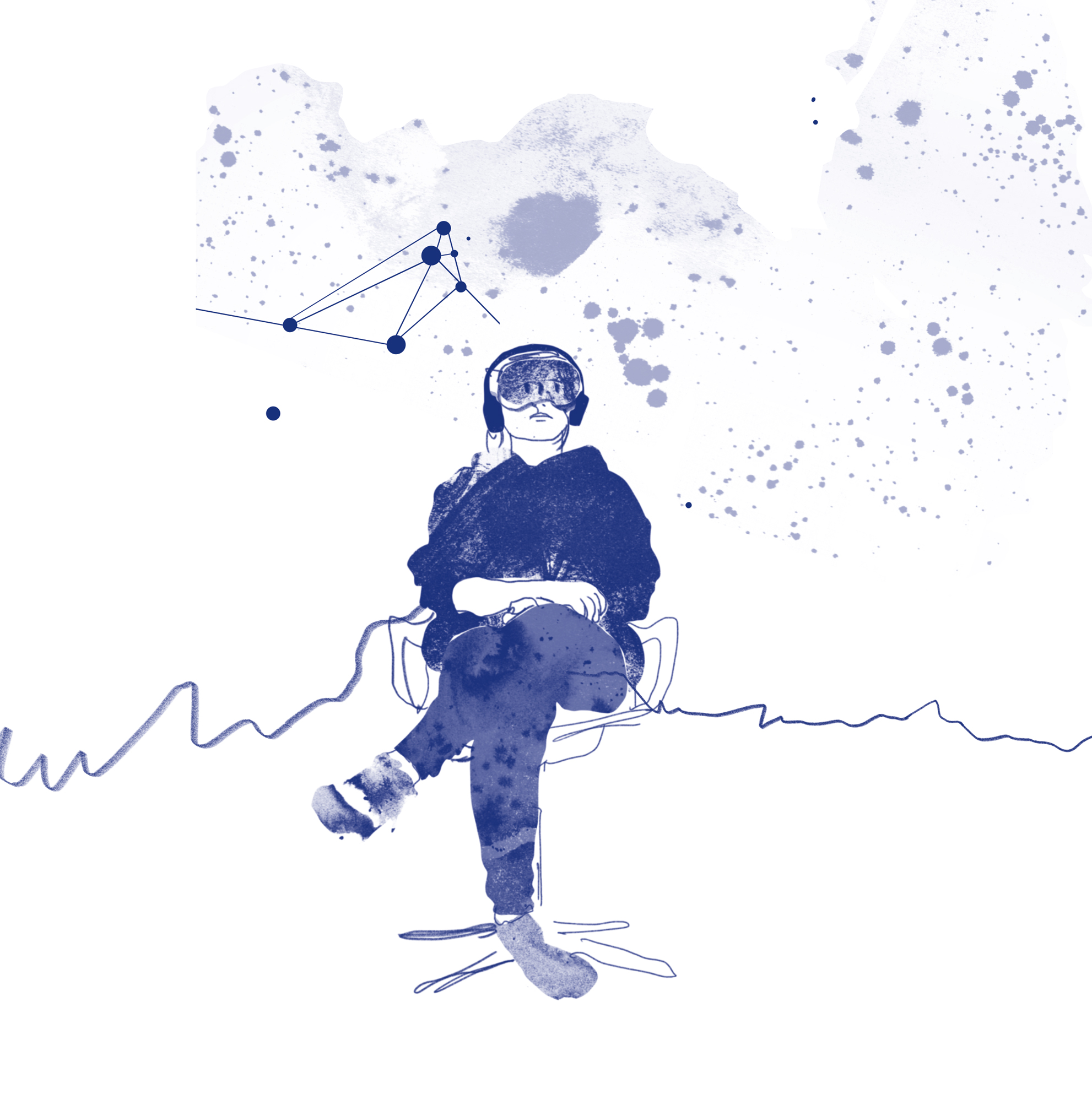 Illustration einer Person mit VR-Brille